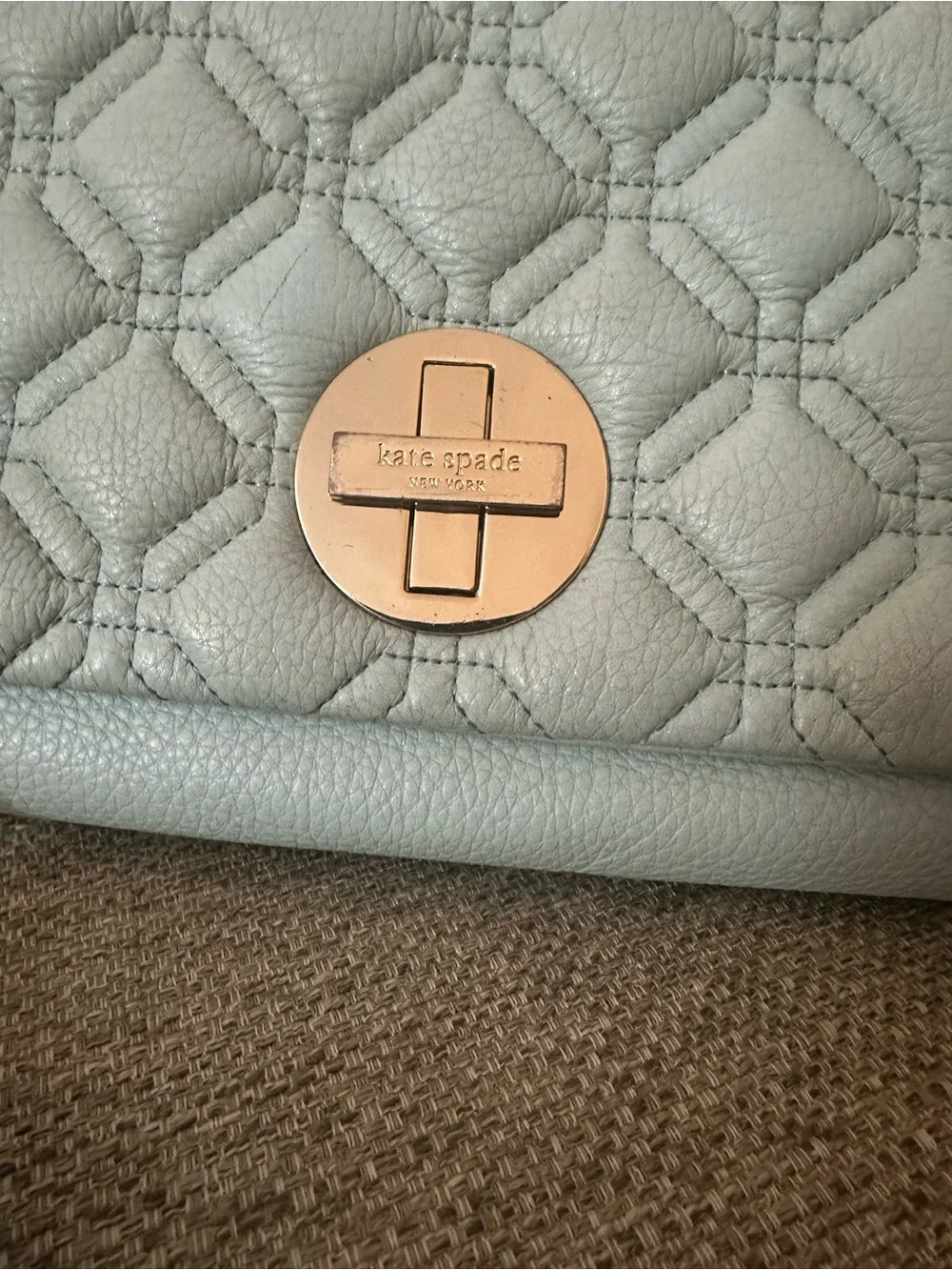 kate spade Astor Court Blue Quilted Leather Shoulder Bag With Turn Lock
